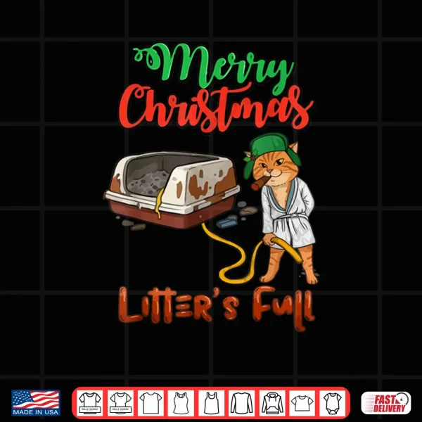 Design Litters Full Merry Christmas Funny Cat Lovers Holidays Xmas Shirt