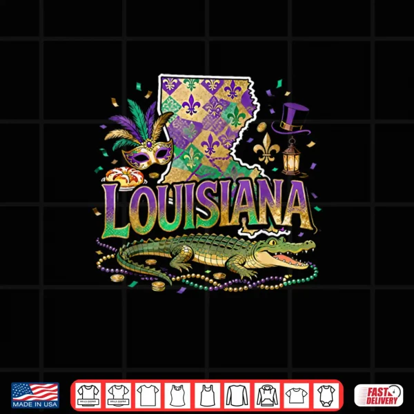 Louisiana Mardi Gras Alligator Carnival Shirt 4 Design Louisiana Mardi Gras Alligator Carnival Shirt 1
