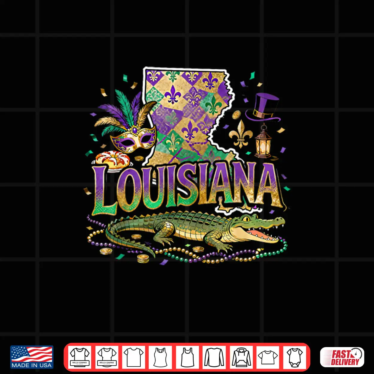 Louisiana Mardi Gras Alligator Carnival Shirt Louisiana Mardi Gras Alligator Carnival Shirt