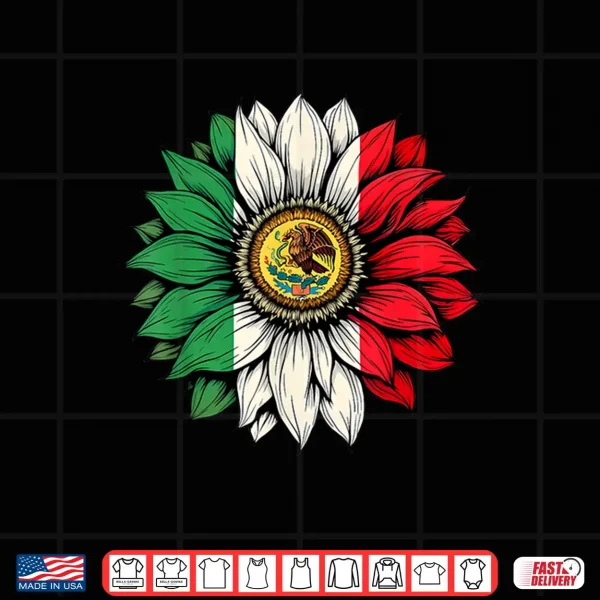 Design Mexican Independence Day Tee Mexico Sunflower Flag WomenS Shirt