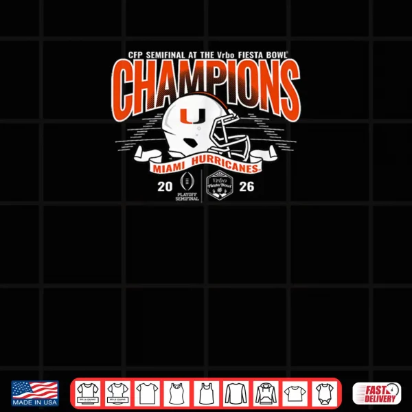 Design Miami Hurricanes Fiesta Bowl Champs 2026 CFP Semifinal Green Shirt
