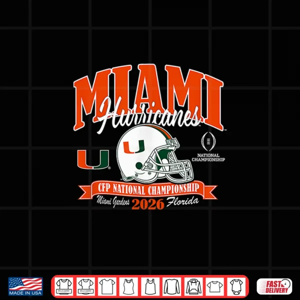 Design Miami Hurricanes National Championship CFP 2026 Helmet Black Shirt