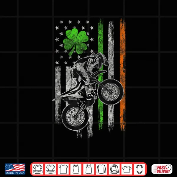 Motocross American Irish Flag St Patricks Day Dirt Bike Shirt 4 Design Motocross American Irish Flag St Patricks Day Dirt Bike Shirt
