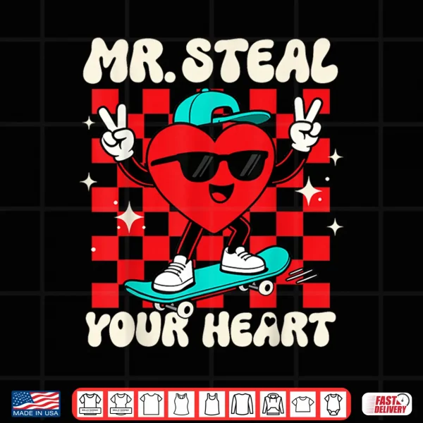 Design Mr Steal Your Heart for Boys Toddlers Valentines Day Kids Shirt