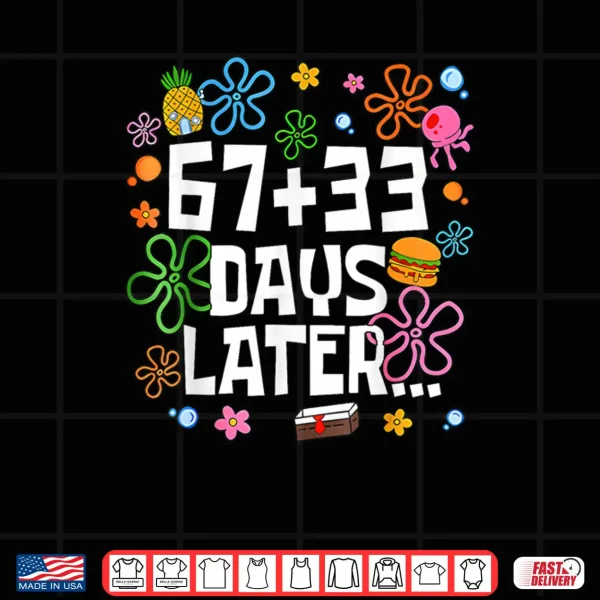 Design One Hundred 67 33 Days Later Funny 100th Day of School Meme Shirt