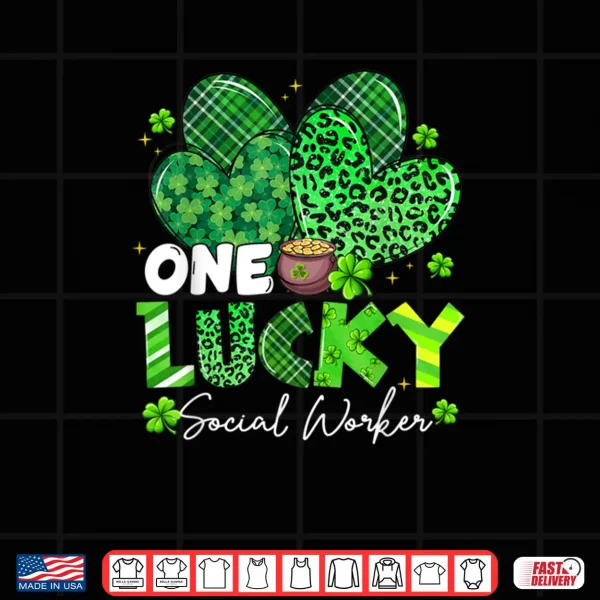 Design One Lucky Social Worker St Patricks Day Shamrock Heart Shirt