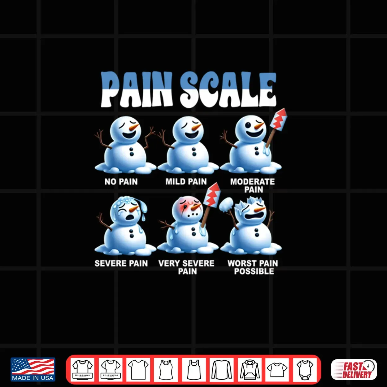 Pain Scale Snowman Nurse Medical Humor Christmas Healthcare Shirt Pain Scale Snowman Nurse Medical Humor Christmas Healthcare Shirt