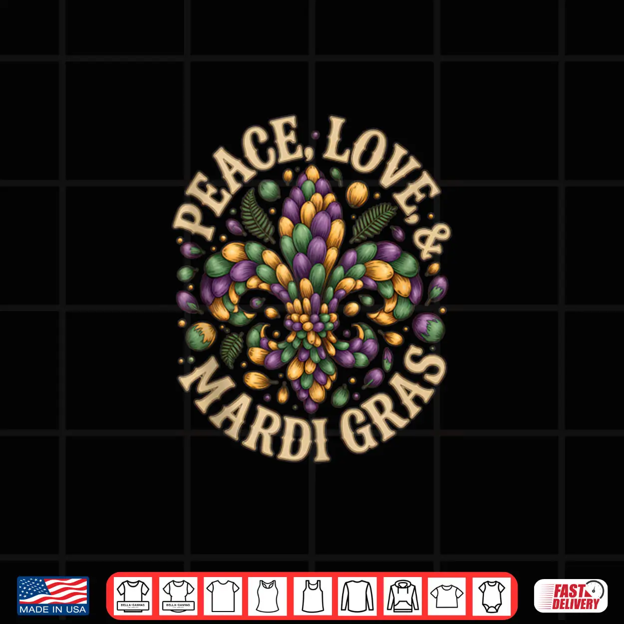 Peace Love Mardi Gras Fleur De Lis Carnival Celebration Shirt Peace Love Mardi Gras Fleur De Lis Carnival Celebration Shirt