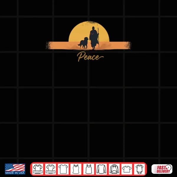 Design Peace Minimalist Zen Art Walk for Peace Monks with Aloka Dog Shirt