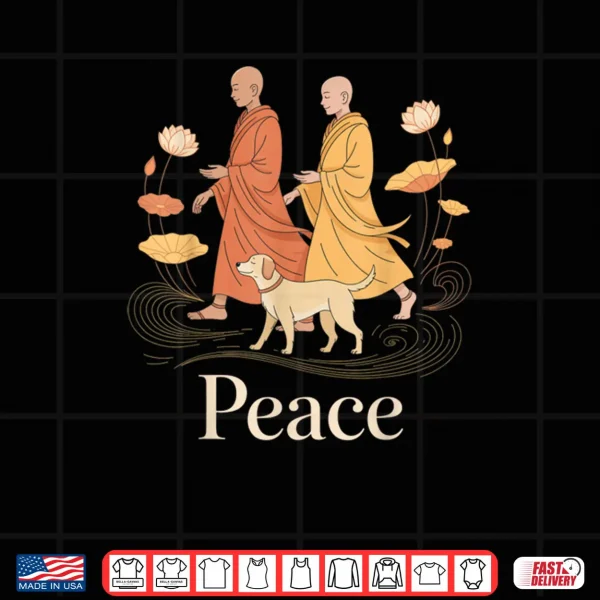 Design Peace Walking Monks Zen Calm Minimalist Art Shirt