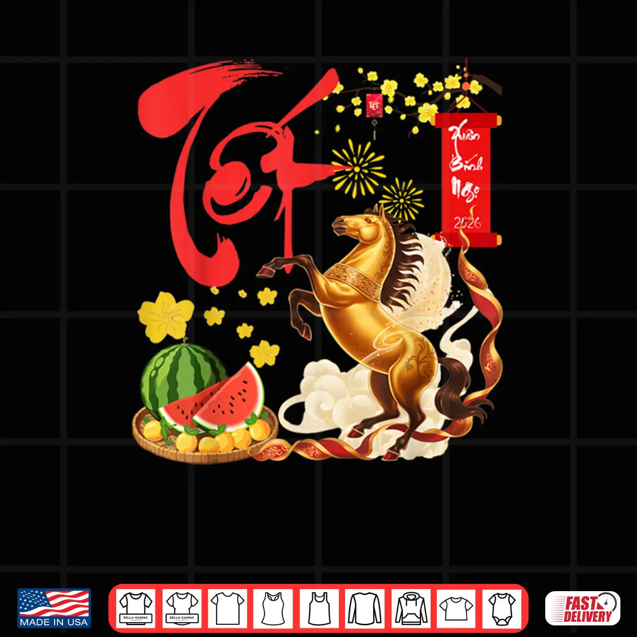 Peach Blossom Vietnamese Lunar New Year Horse 2026 Happy TET Shirt Peach Blossom Vietnamese Lunar New Year Horse 2026 Happy TET Shirt