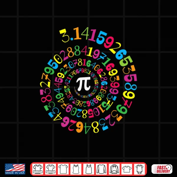 Design Pi Spiral Novelty Math Geek 3.14 Pi Day Shirt