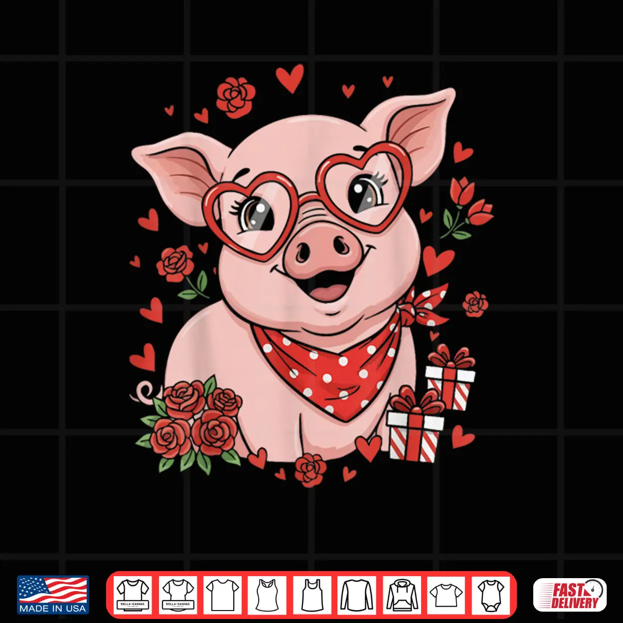 Pig Cute Farm Animal Sunglasses Heart Love Valentine Shirt Pig Cute Farm Animal Sunglasses Heart Love Valentine Shirt