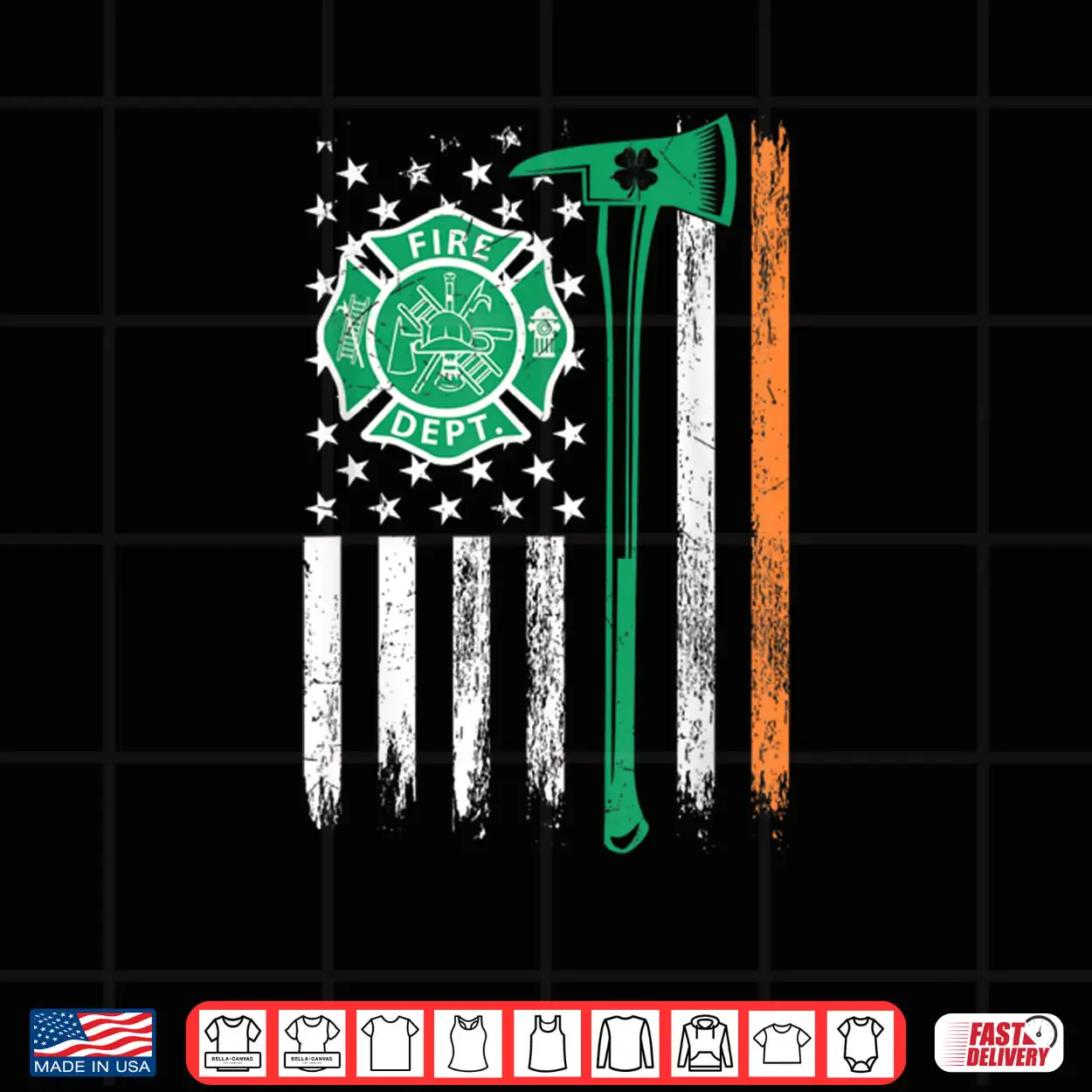 Retro Firefighter Shamrocks USA Flag & Axe St. Patricks Day Shirt Retro Firefighter Shamrocks USA Flag & Axe St. Patricks Day Shirt