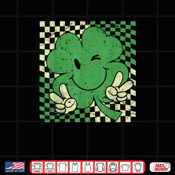 Design Retro Groovy St Patricks Day Lucky Shamrock Funny Shirt