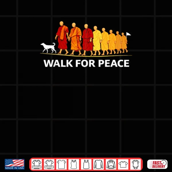 Design Retro Walk for Peace Monks with Aloka Dog Minimalist Zen Art Shirt