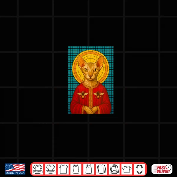 Design Saint Patrick Cat Iconography Peterbald Bees Shirt