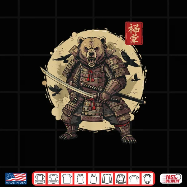 Design Samurai Bear Warrior Vintage Graphic Japanese Shirt