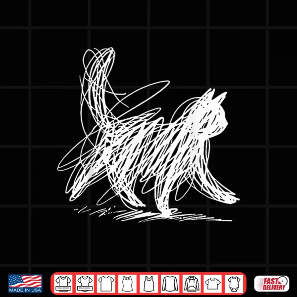 Design Scribble Cat Minimal Line Art Japanese Shirt