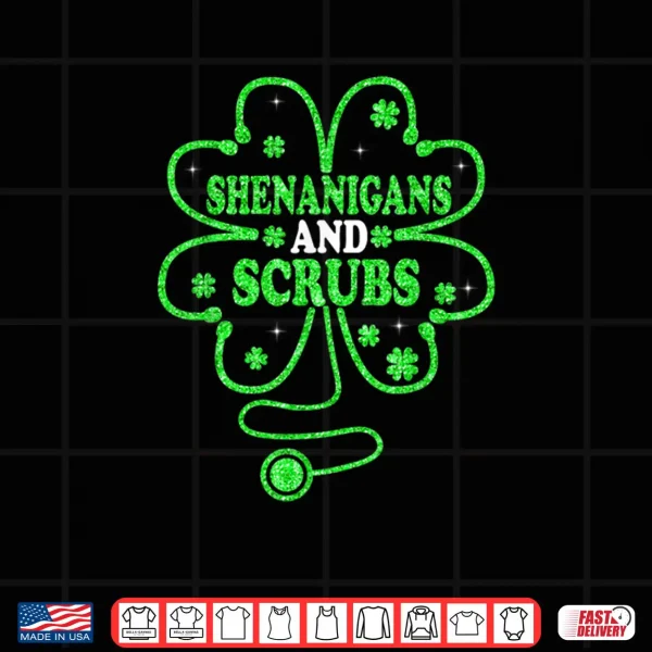 Design Shenanigans Scrubs Nurse Green Shamrock Saint Patricks Day Shirt