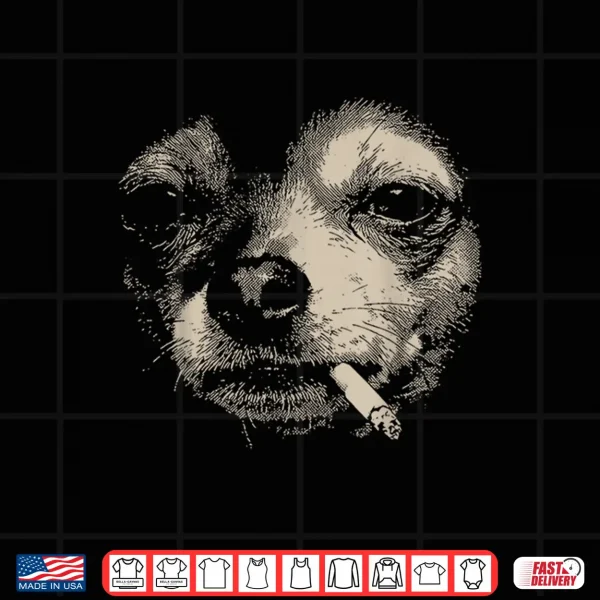 Design Smoking Chihuahua Meme Funny Dog Face Y2K Grunge Dog Shirt
