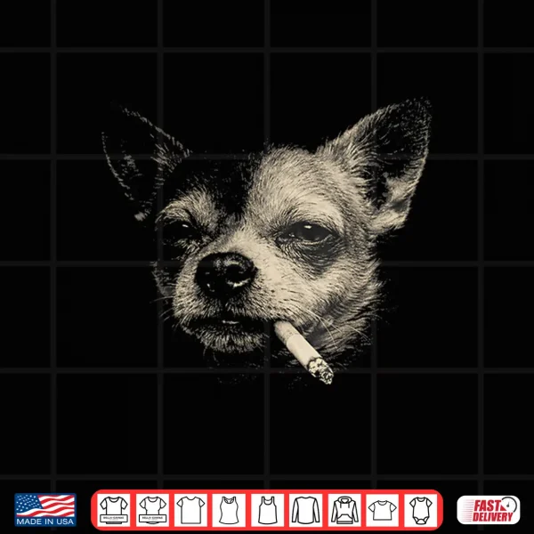 Design Smoking Chihuahua Vintage Y2K Grunge Dog Graphic Tee Shirt