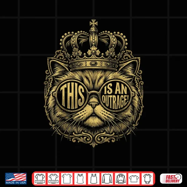 Design This is an Outrage Funny Princess Cat Donut Gold Womens Mens Shirt