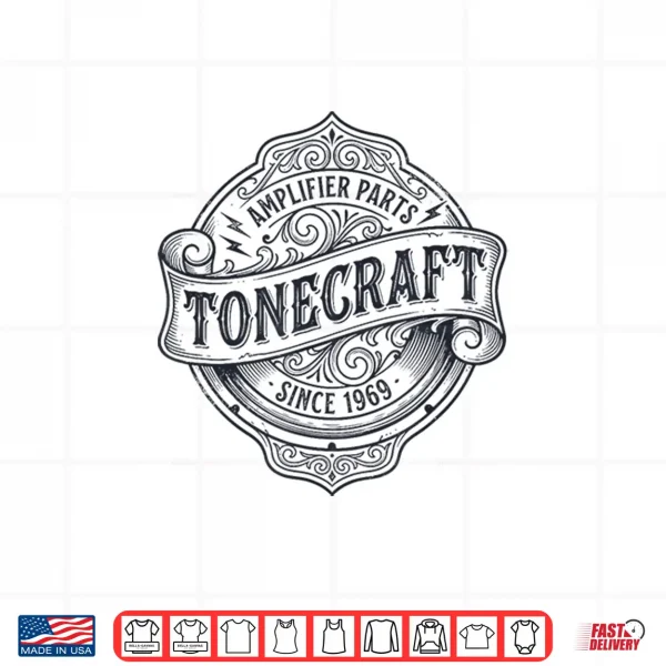 Design Tonecraft Amplifier Parts Vintage Audio 1969 Musician Gear Shirt 1