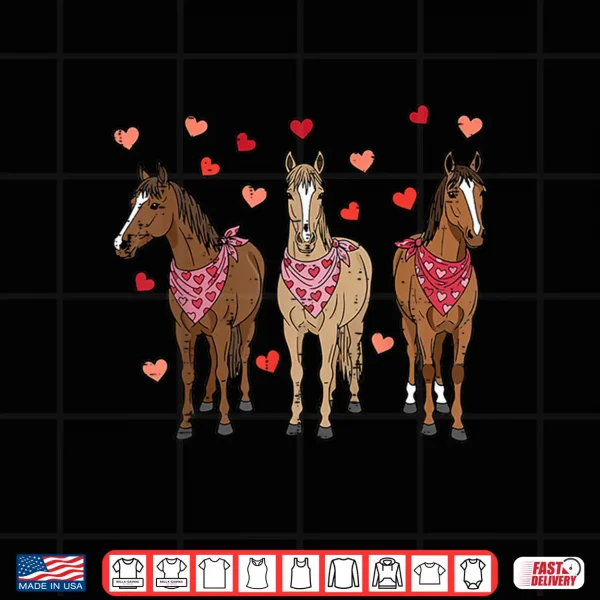Design Valentines Day Horses Hearts Equestrian Women Girls Kids Men Shirt