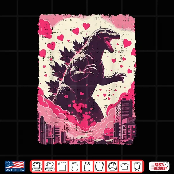 Design Valentines Day Japanese Monster Funny Kaiju Men Women Kids Shirt