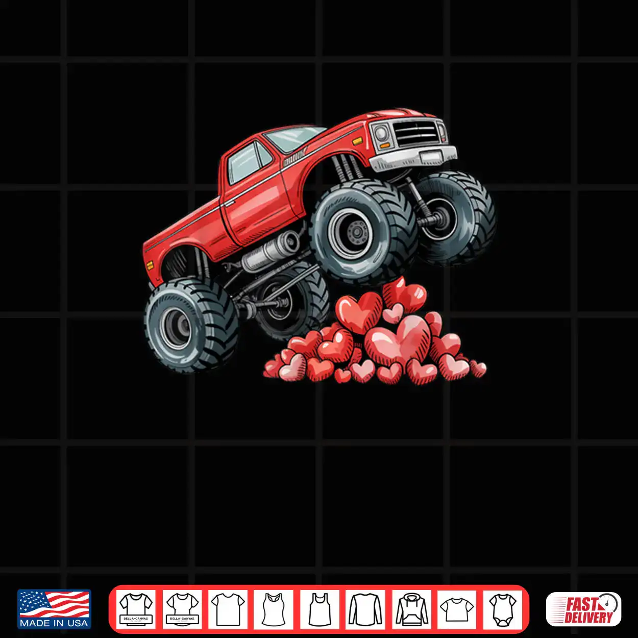 Valentines Day Monster Truck Hearts Shirt Valentines Day Monster Truck Hearts Shirt