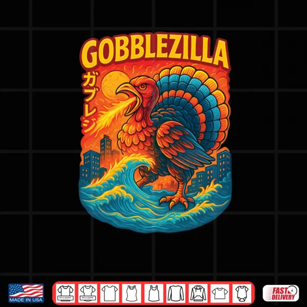 Design Vintage Cool Turkey Day Thanksgiving Gobblezilla Shirt