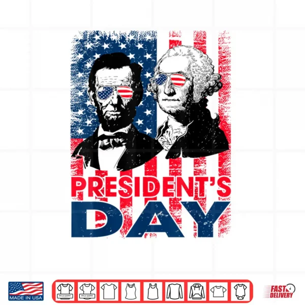 Design Washington Lincoln USA Flag Presidents Day Retro Vintage Shirt