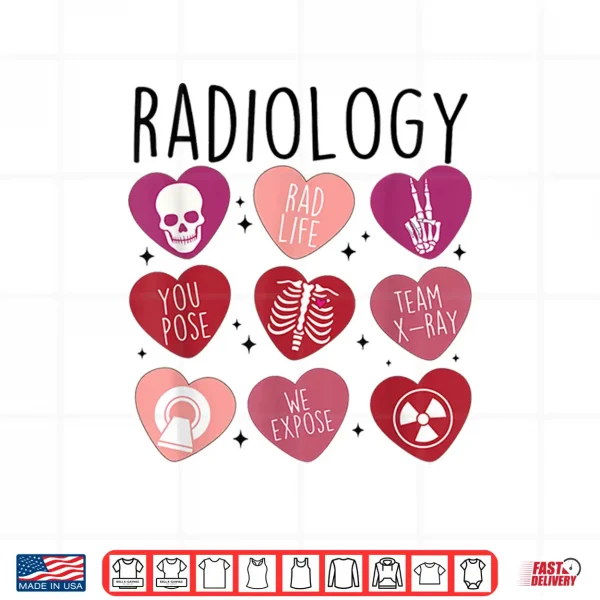 Design Women Retro Radiology Tech Valentines Day X Ray Technician Shirt