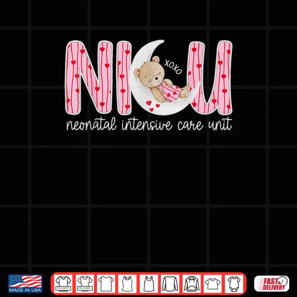 Design XOXO NICU Nurse Valentine Cute Bear Nursing Valentines Day Shirt 1