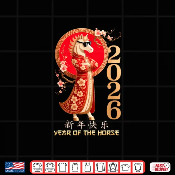 Year of The Horse 2026 Chinese Cool Sunglasses Shirt 4 Design Year of The Horse 2026 Chinese Cool Sunglasses Shirt