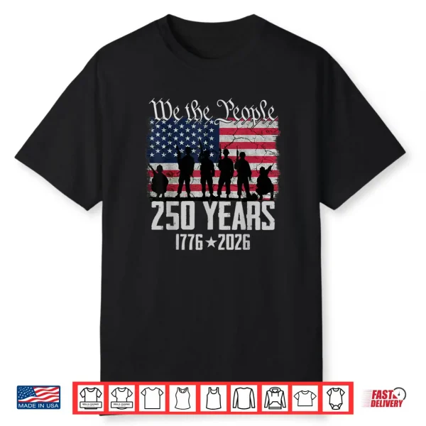 Flag Vintage 250 Years American 1776 2026 250th USA Birthday Shirt