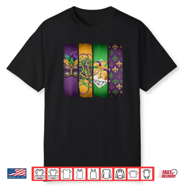 Four Panel New Orleans Fleur De Lis King Cake Mardi Gras Shirt
