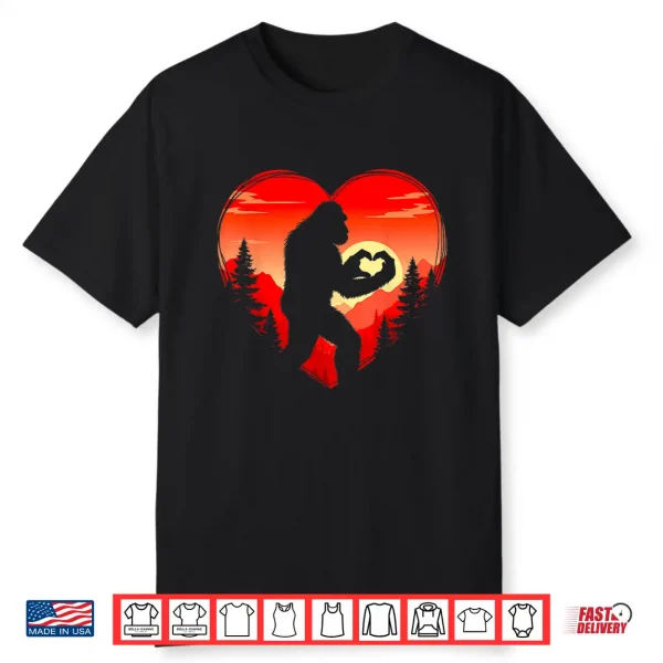 Funny Bigfoot in Love Heart Happy Valentine’s Day Men Women Shirt