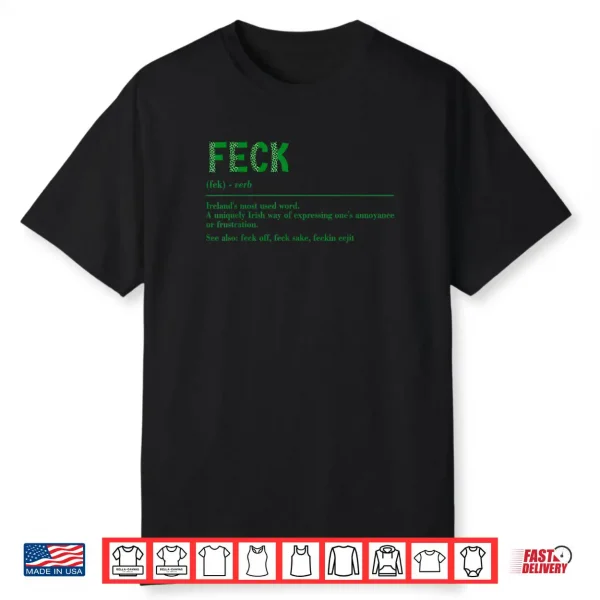 Funny Irish Feck Definition Saint Patrick’s Day Dictionary Shirt
