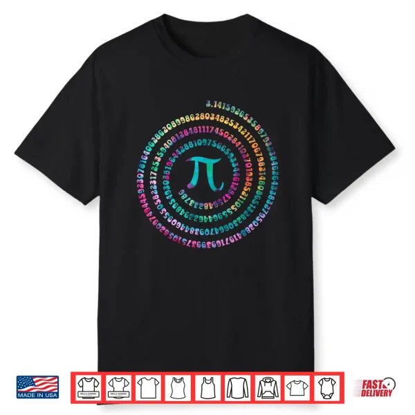 Funny Pi Day Spiral Pi Math Design For Pi Day 3.14 Tie Dye Shirt