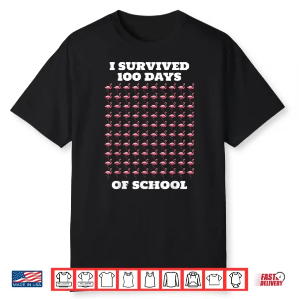 Funny Pink Flamingos 100 Days of School Shirt 1