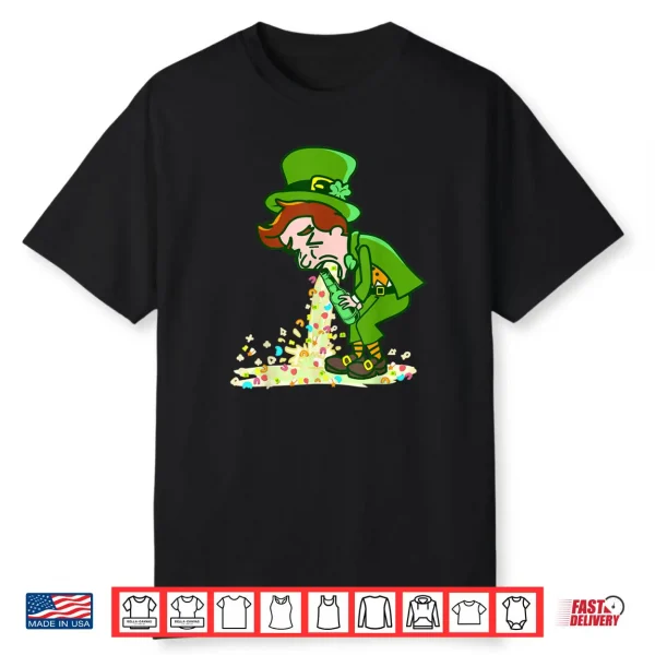 Funny St Patricks Day Puking Leprechaun Shirt Drinking Tee Shirt