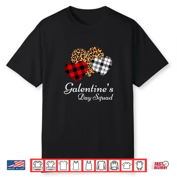 Galentines Day Squad Valentines Hearts Love Leopard Plaid Shirt