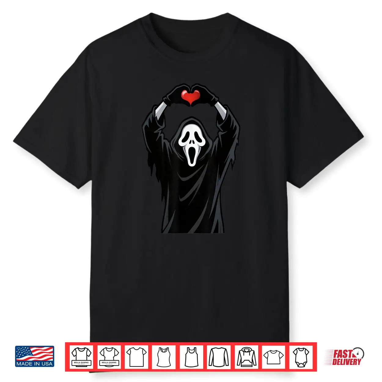 Ghost Red Heart Hands Scary Face Halloween Valentines Day Shirt Ghost Red Heart Hands Scary Face Halloween Valentines Day Shirt