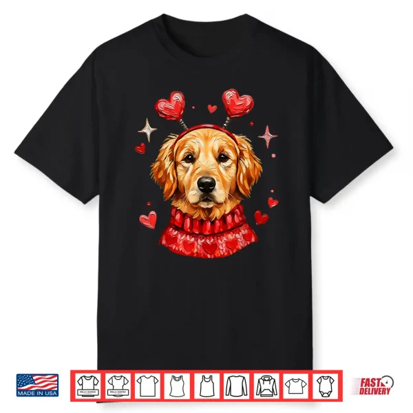 Golden Retriever Valentine Cute Heart Dog Mom Dad Dog Lover Shirt
