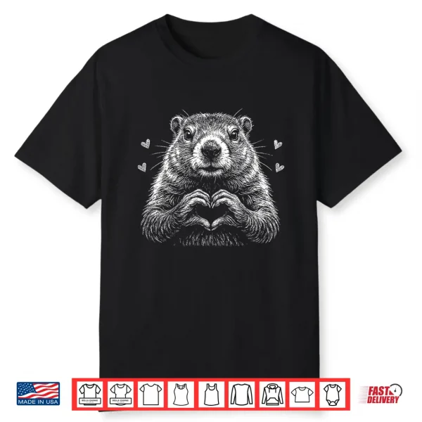 Groundhog Red Heart Shape Valentine’s Day Animal Lovers Shirt