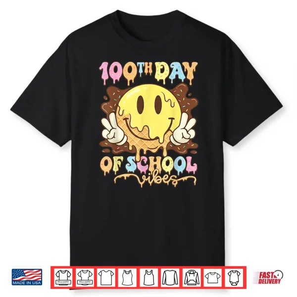 Happy 100 Days 100th Day of School Vibes Gifts Kids Teacher Shirt