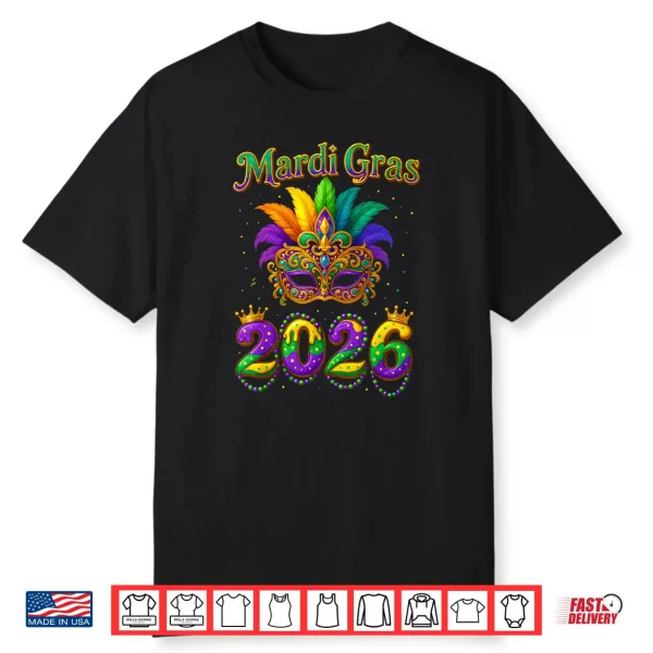 Happy Mardi Gras 2026 Jester Hat Carnival Shirt
