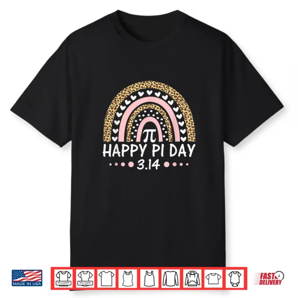 Happy Pi Day Mathematic Math Teacher Gift Leopard Rainbow Shirt